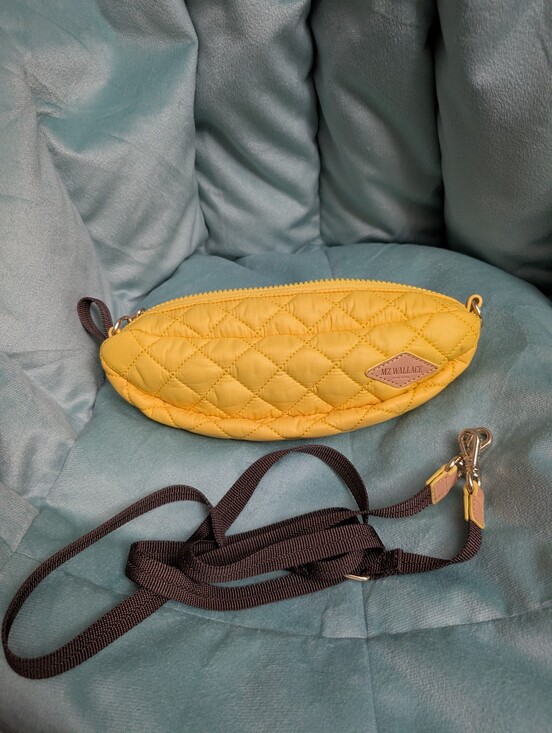 MZ Wallace Handbags - MZ Wallace Quilted Yellow Mini Crossbody Pouch with Strap